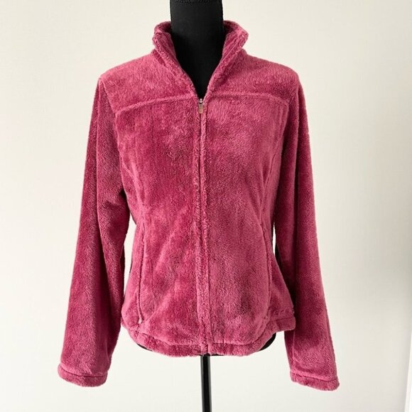 L.L.Bean Vintage Fuzzy Fleece Teddy Jacket  in Burgundy - Picture 1 of 14